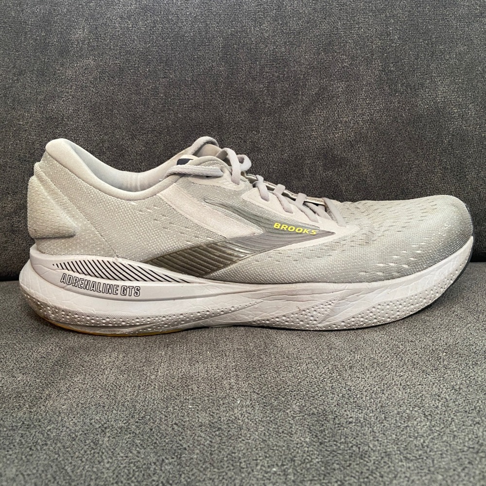 Brooks Adrenaline GTS 24 Mens 13 Alloy White Grey Running Shoes Road 1104371D084 - Picture 1 of 8